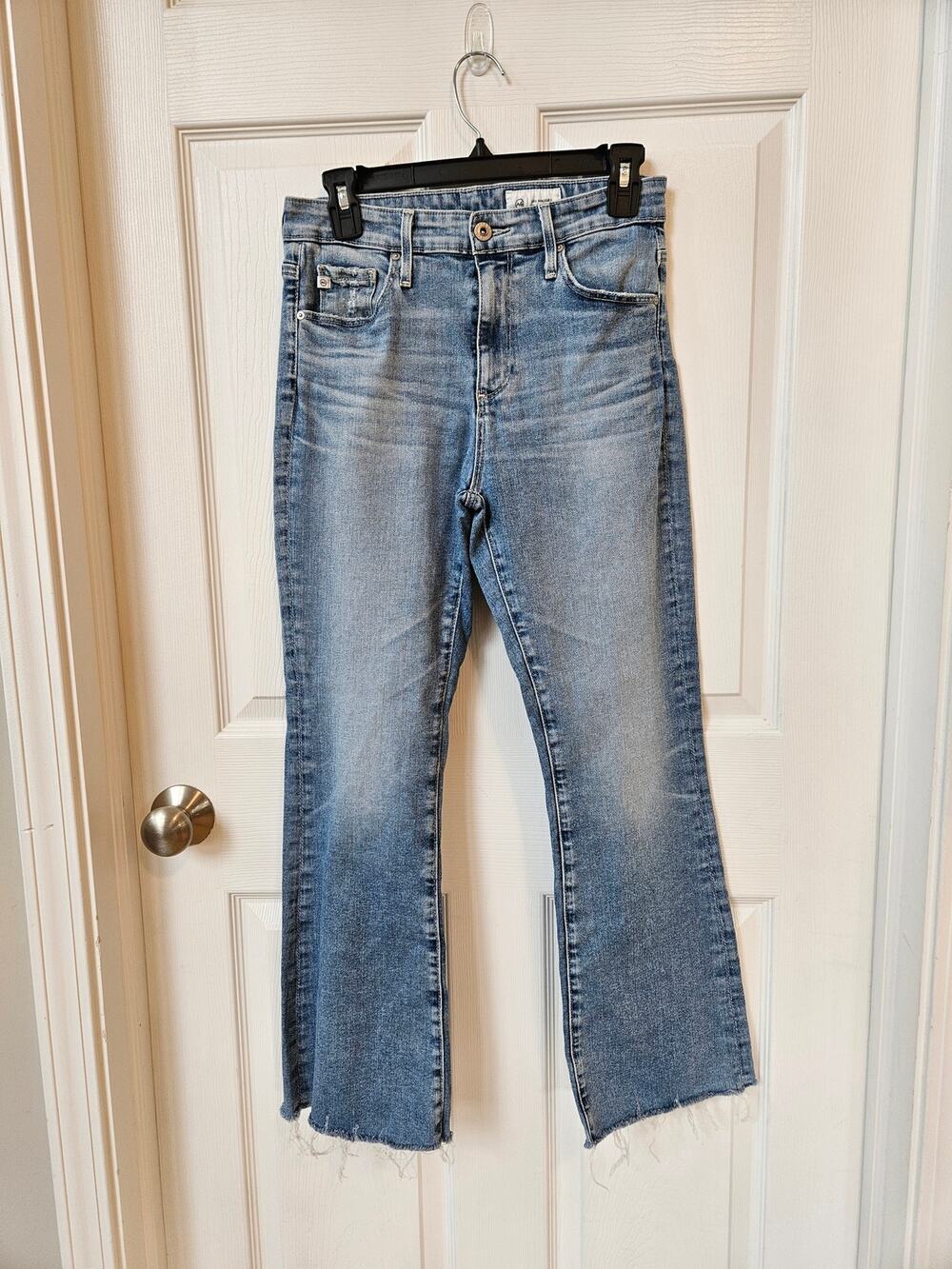 AG Adriano Goldschmied Mari Crop High Rise Slim Straight Jeans Women 27 Raw Hem